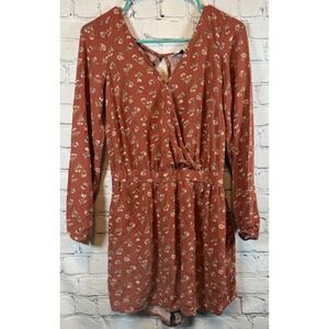 American‎ Eagle Floral Romper Long Sleeve Rust Print Casual Medium